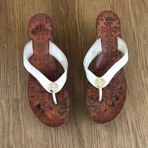 Tory Burch THORA off white cork wedges